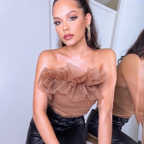 NEW ZARA TULLE POLKA DOT CROP TOP - Picture 4 of 9